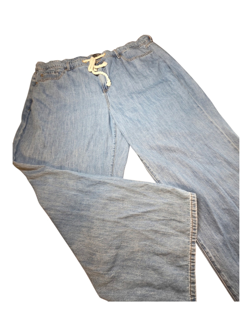 Torrid Wide Leg Drawstring Jeans Light Wash Denim Soft Pull On 26T 26 Tall 4X